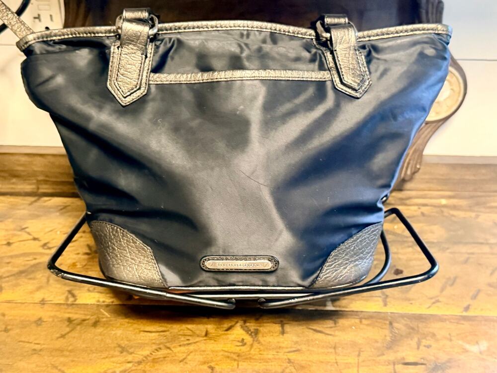 Authentic Vintage Burberry Black Nylon & Leather Nova Check Shoulder Bag + COA